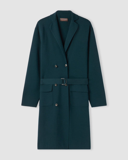 Double breasted coat FOREST GREEN | Filippo De Laurentiis