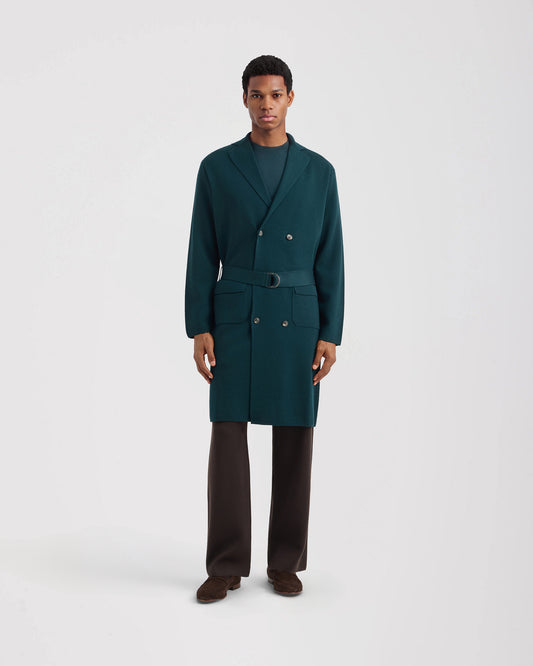 Double breasted coat FOREST GREEN | Filippo De Laurentiis