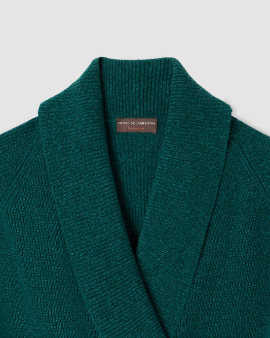 Long-sleeved shawl collar cardigan GREEN | Filippo De Laurentiis