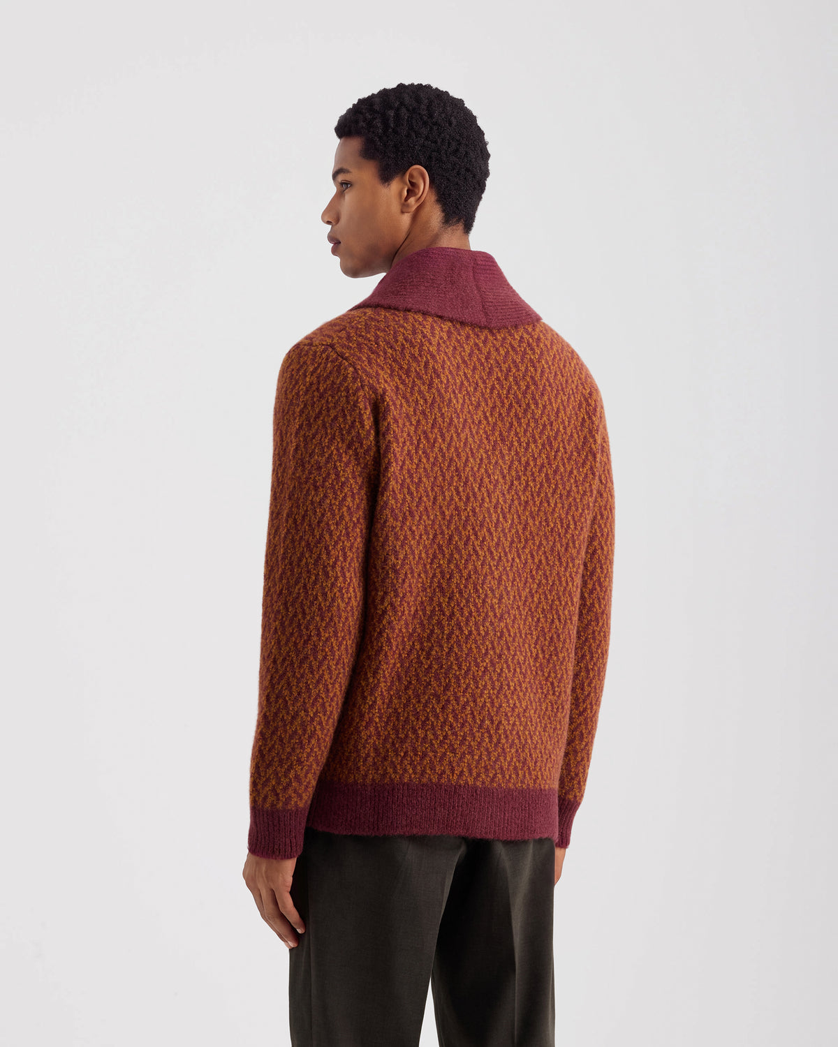 Cardigan sciallato manica lunga Ruggine - Bordeaux | Filippo De Laurentiis