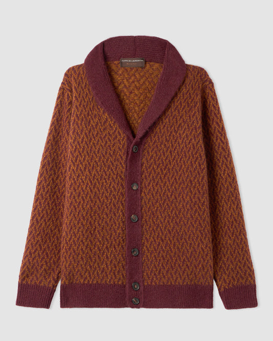 Cardigan sciallato manica lunga Ruggine - Bordeaux | Filippo De Laurentiis