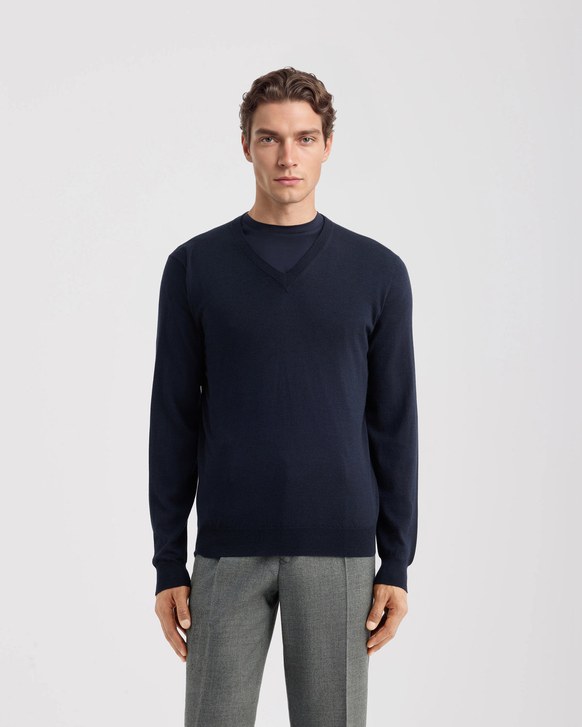 V-neck sweater  Navy blue | Filippo De Laurentiis
