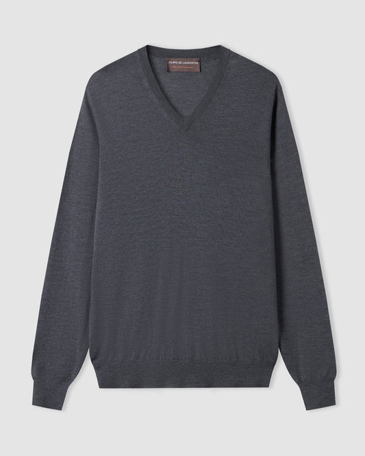 V-neck sweater  Graphite | Filippo De Laurentiis