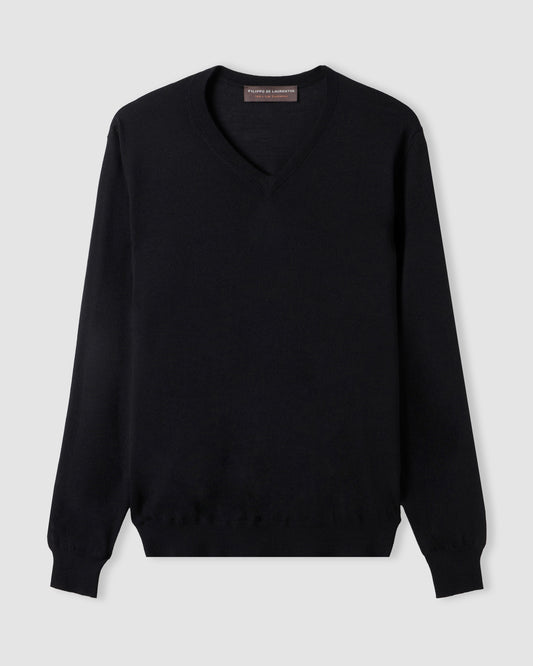 V-neck sweater  Black | Filippo De Laurentiis