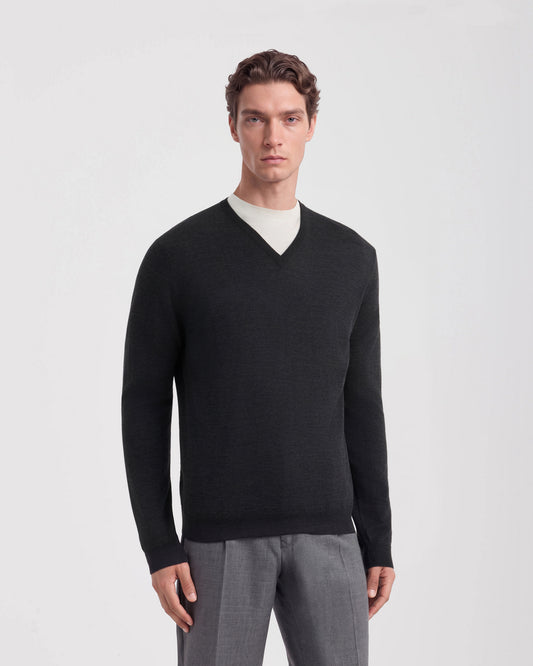 V-neck sweater  Charcoal grey | Filippo De Laurentiis