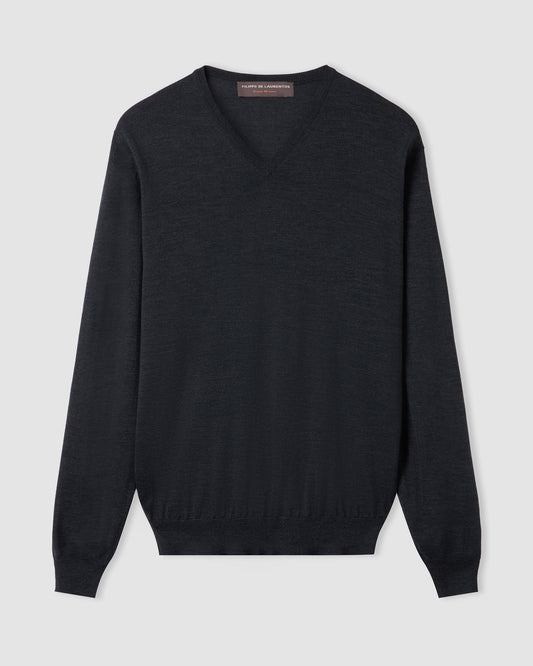 V-neck sweater  Charcoal grey | Filippo De Laurentiis