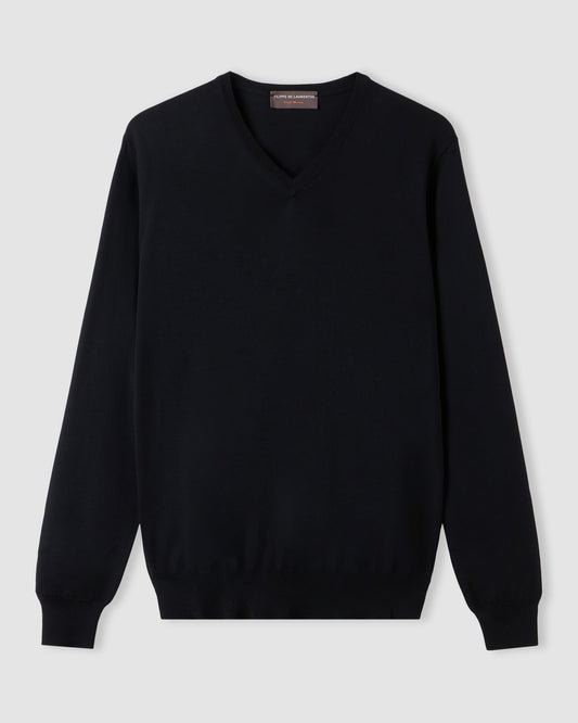 V-neck sweater  Black | Filippo De Laurentiis