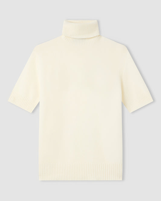 Short-sleeved turtleneck sweater OPTICAL WHITE | Filippo De Laurentiis