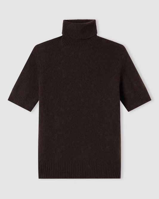 Short-sleeved turtleneck sweater COFFEE | Filippo De Laurentiis