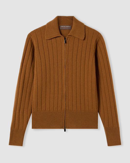 Fullzip manica lunga collo polo Marrone | Filippo De Laurentiis