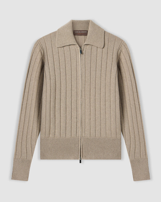 Fullzip manica lunga collo polo Argento | Filippo De Laurentiis