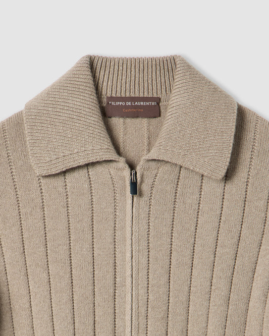 Fullzip manica lunga collo polo Argento | Filippo De Laurentiis