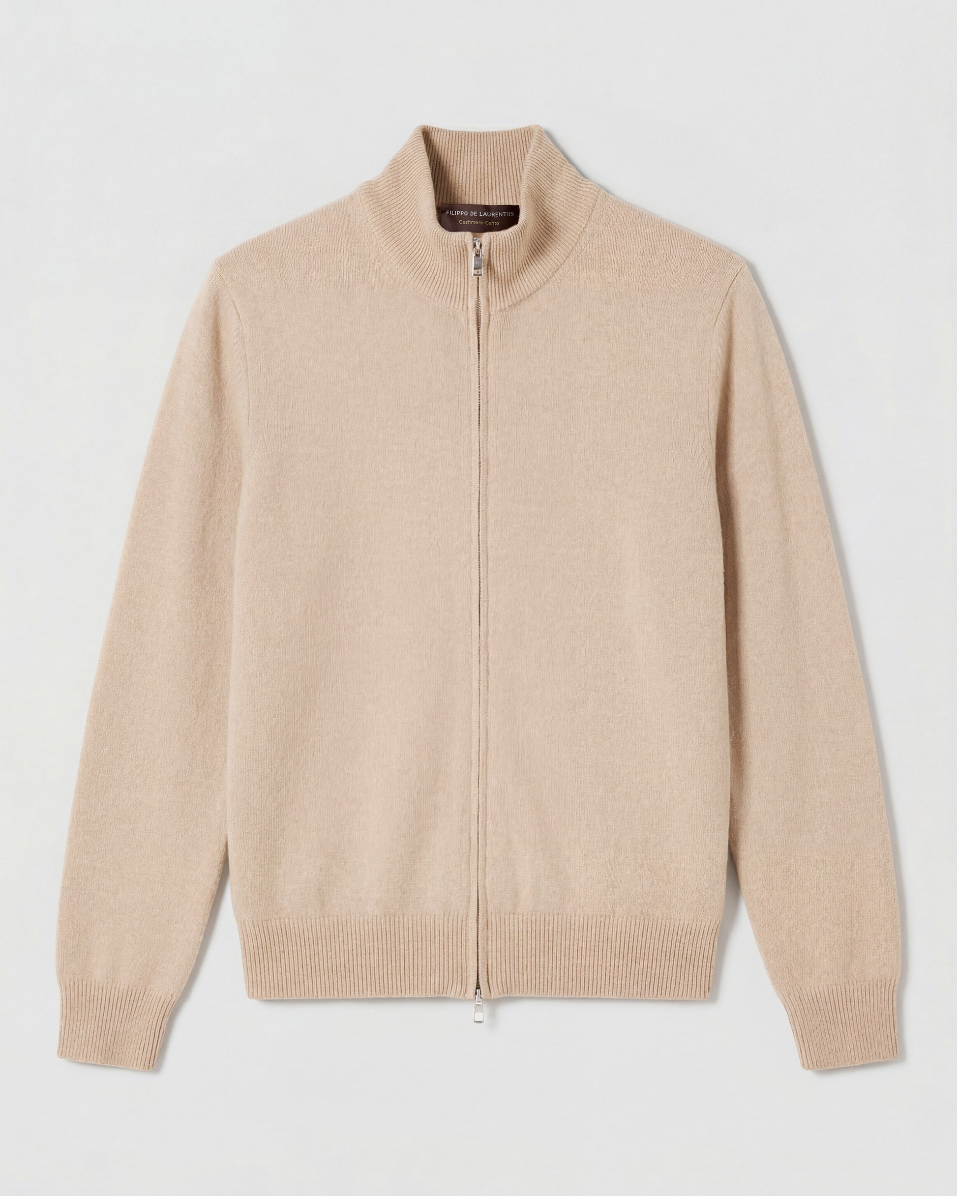 Full zip cardigan Light Beige | Filippo De Laurentiis