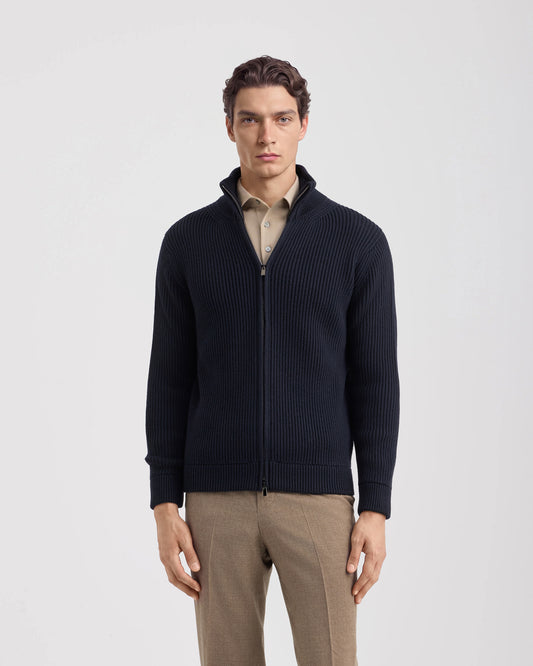 Full-zip cardigan NAVY BLUE | Filippo De Laurentiis