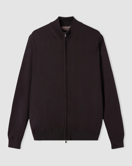 Full-zip sweater Coffee brown | Filippo De Laurentiis