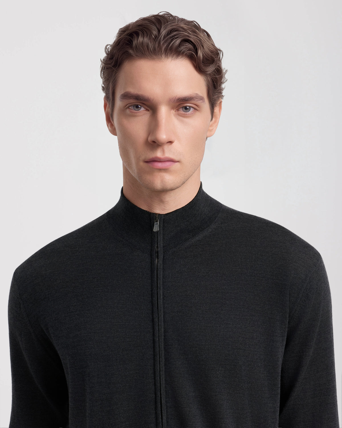Full-zip sweater Charcoal grey | Filippo De Laurentiis