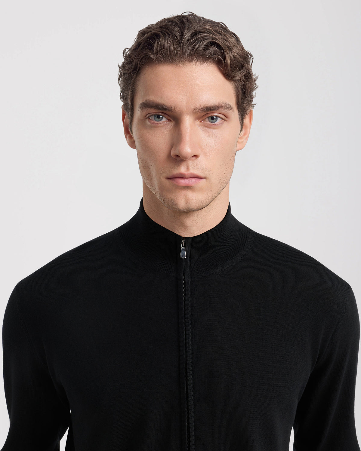 Full-zip sweater Black | Filippo De Laurentiis
