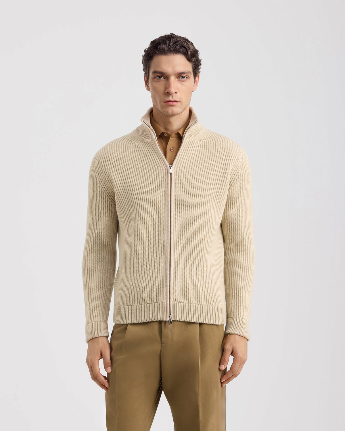 Fullzip manica lunga Sabbia | Filippo De Laurentiis