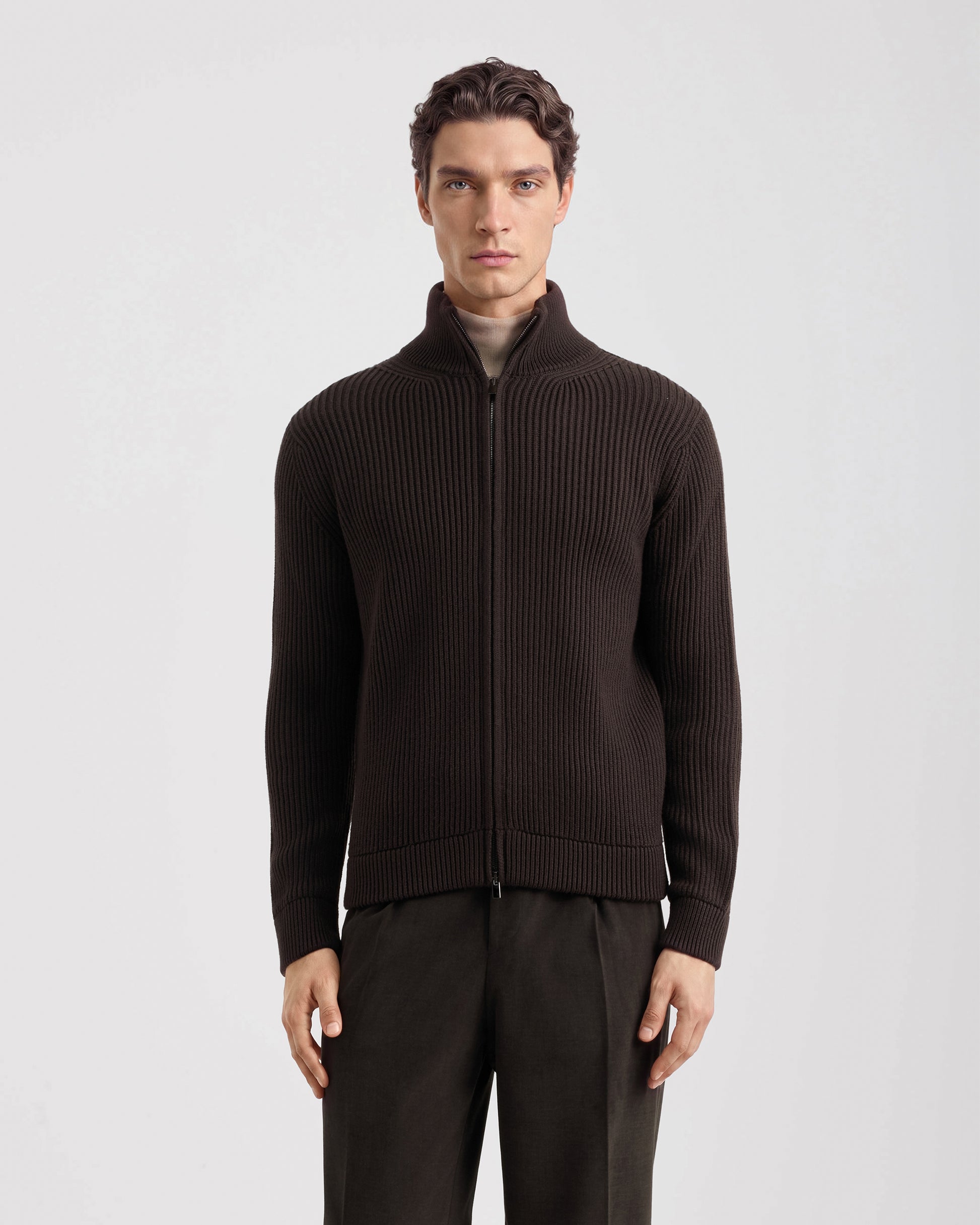Fullzip manica lunga Marrone | Filippo De Laurentiis