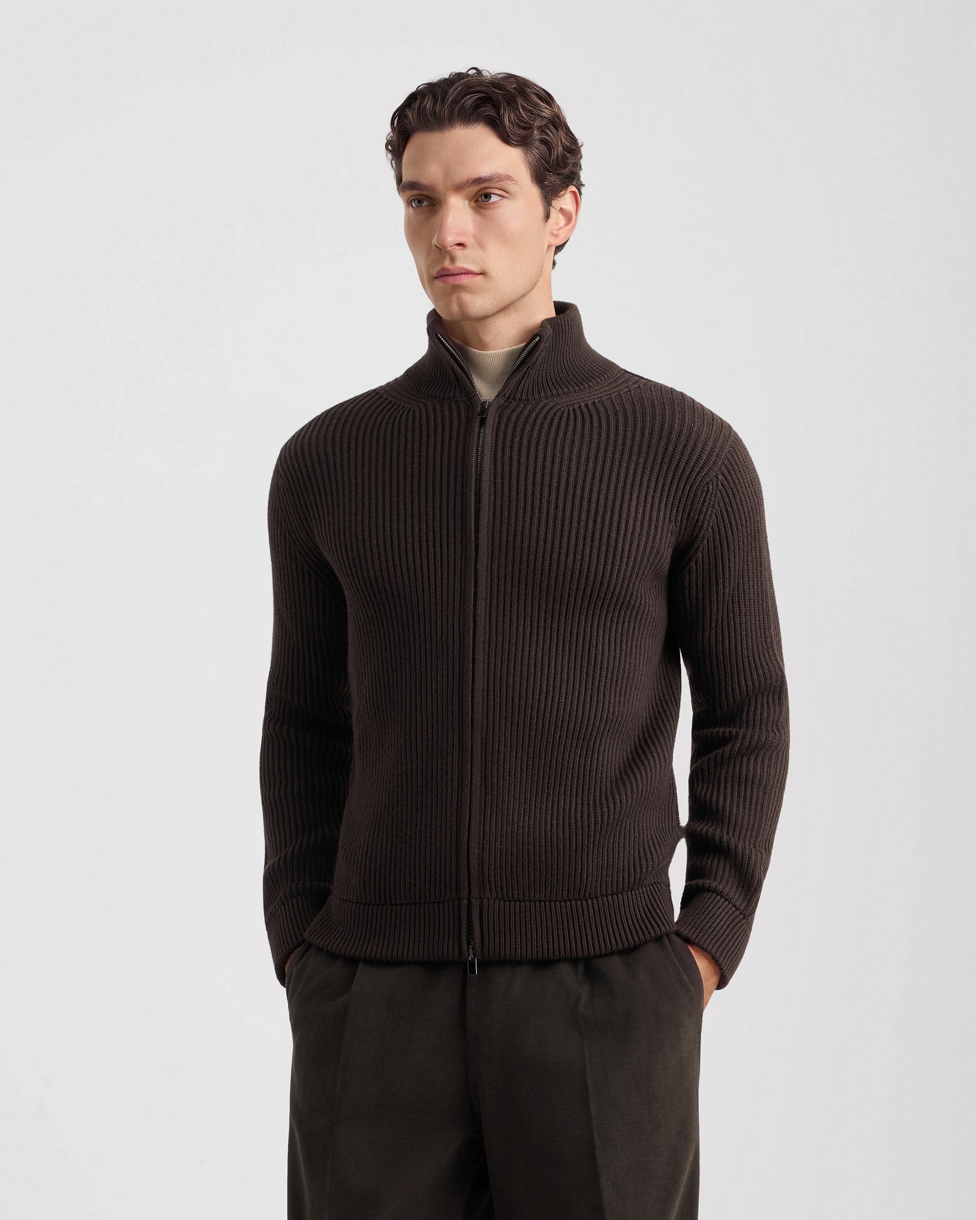 Fullzip manica lunga Marrone | Filippo De Laurentiis
