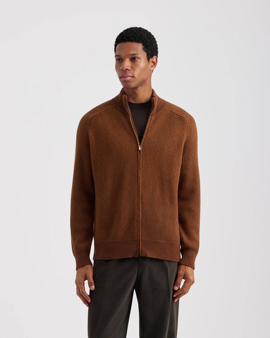 Fullzip manica lunga martello Brown Naturale - Cognac | Filippo De Laurentiis