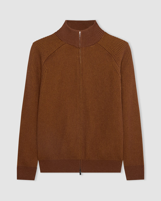 Fullzip manica lunga martello Brown Naturale - Cognac | Filippo De Laurentiis