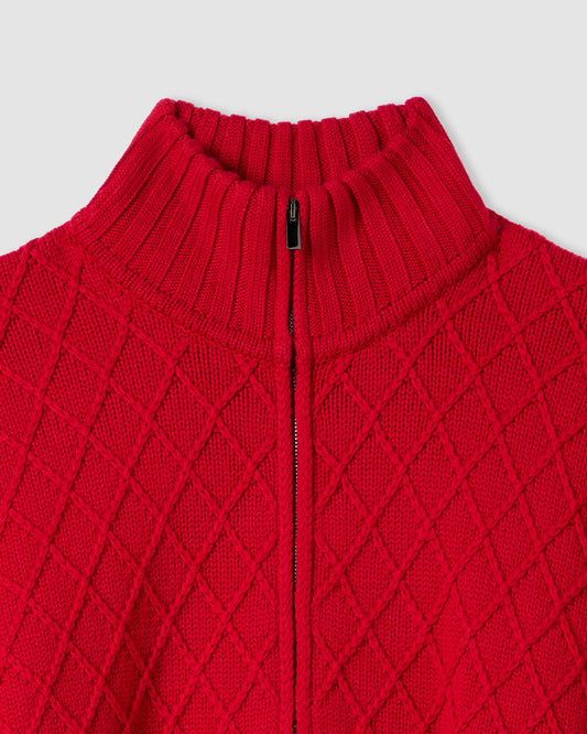 Long-sleeved full-zip sweater RED | Filippo De Laurentiis
