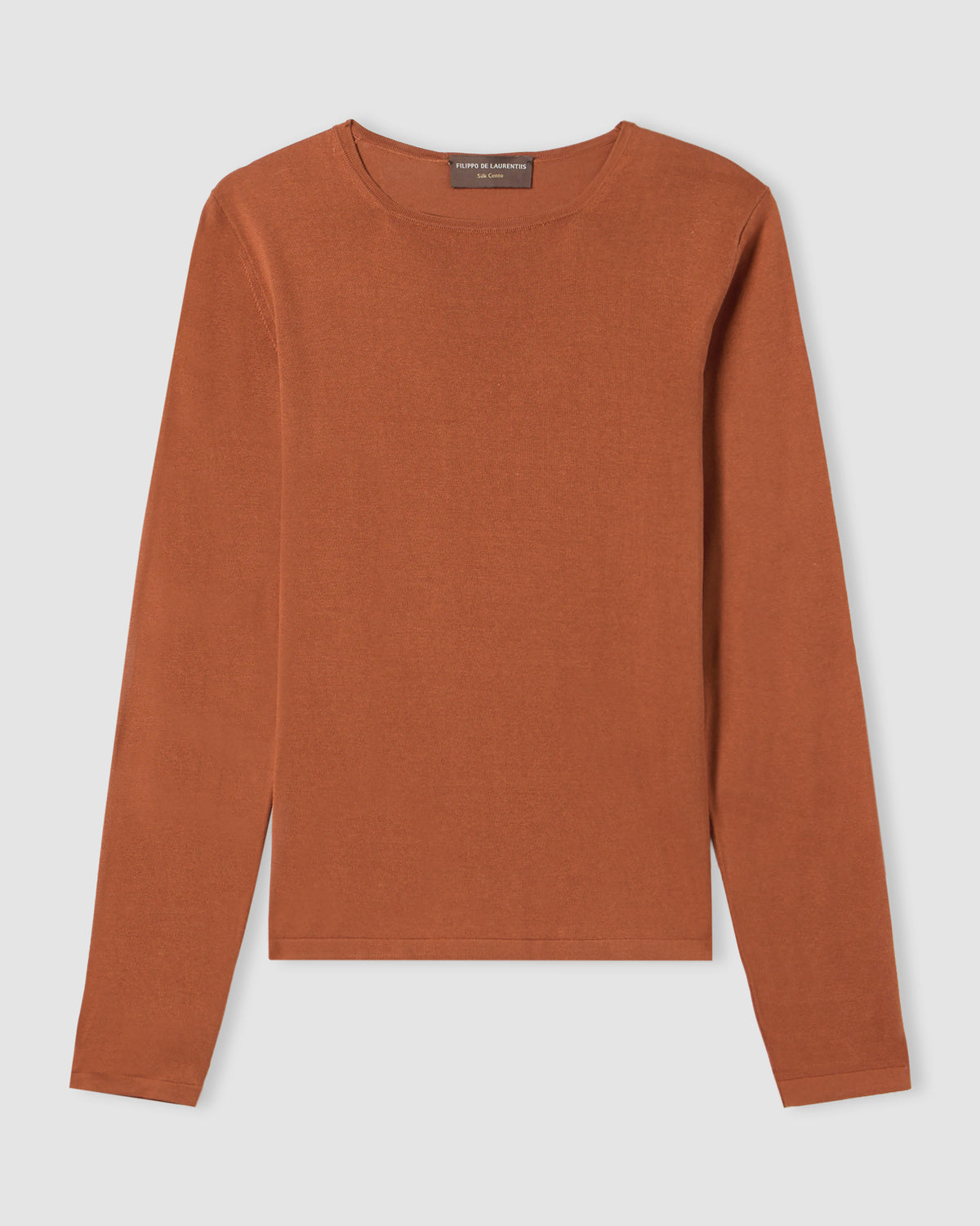 Long-sleeved crewneck sweater DARK CAMEL | Filippo De Laurentiis