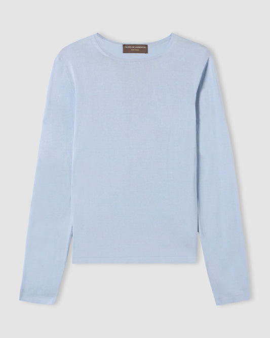 Long-sleeved crewneck sweater CERULEAN | Filippo De Laurentiis