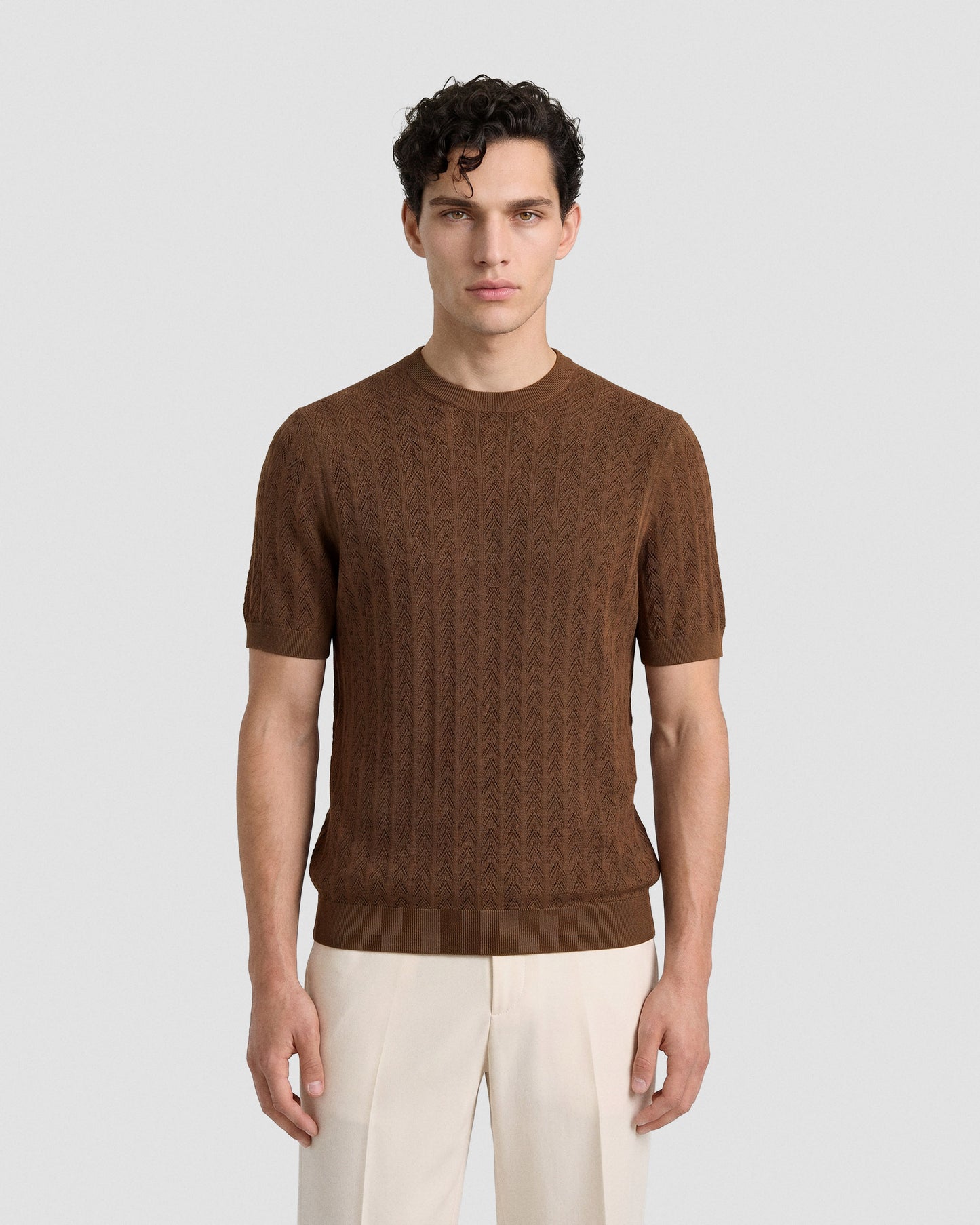 Short sleeve crochet crewneck |553149|