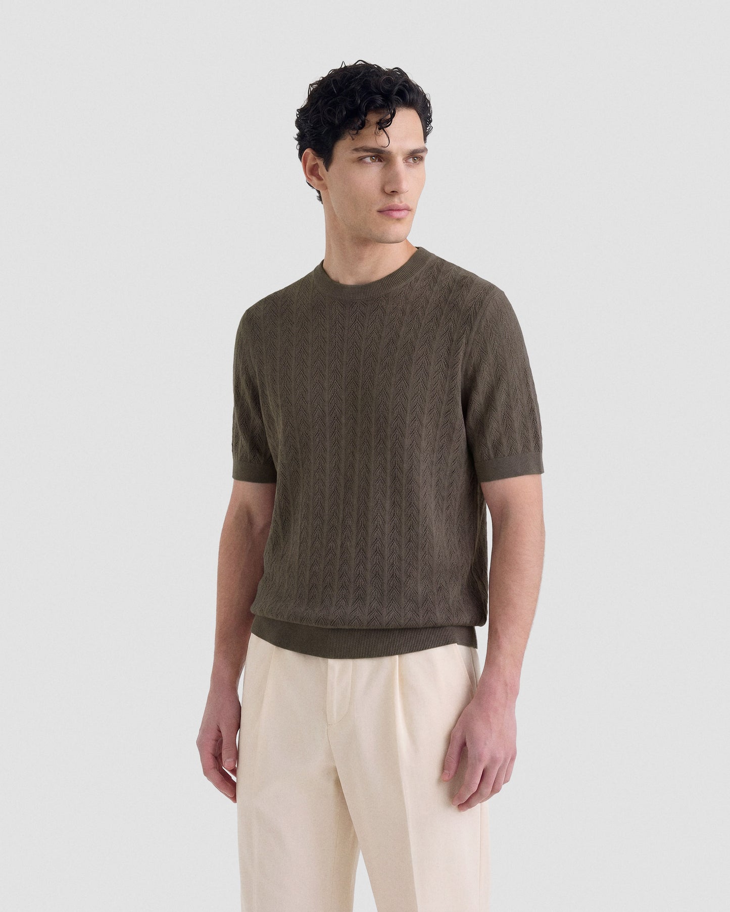 Short sleeve crochet crewneck |553143|