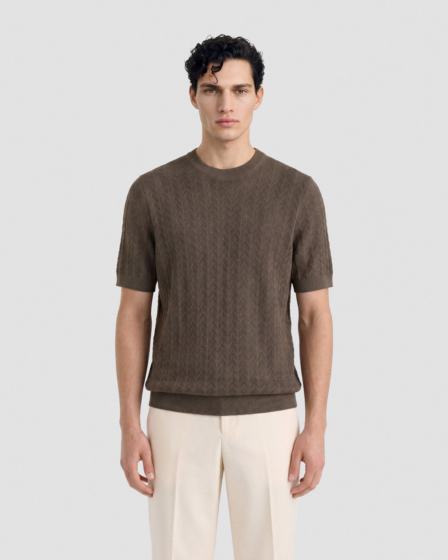 Short sleeve crochet crewneck |553151|