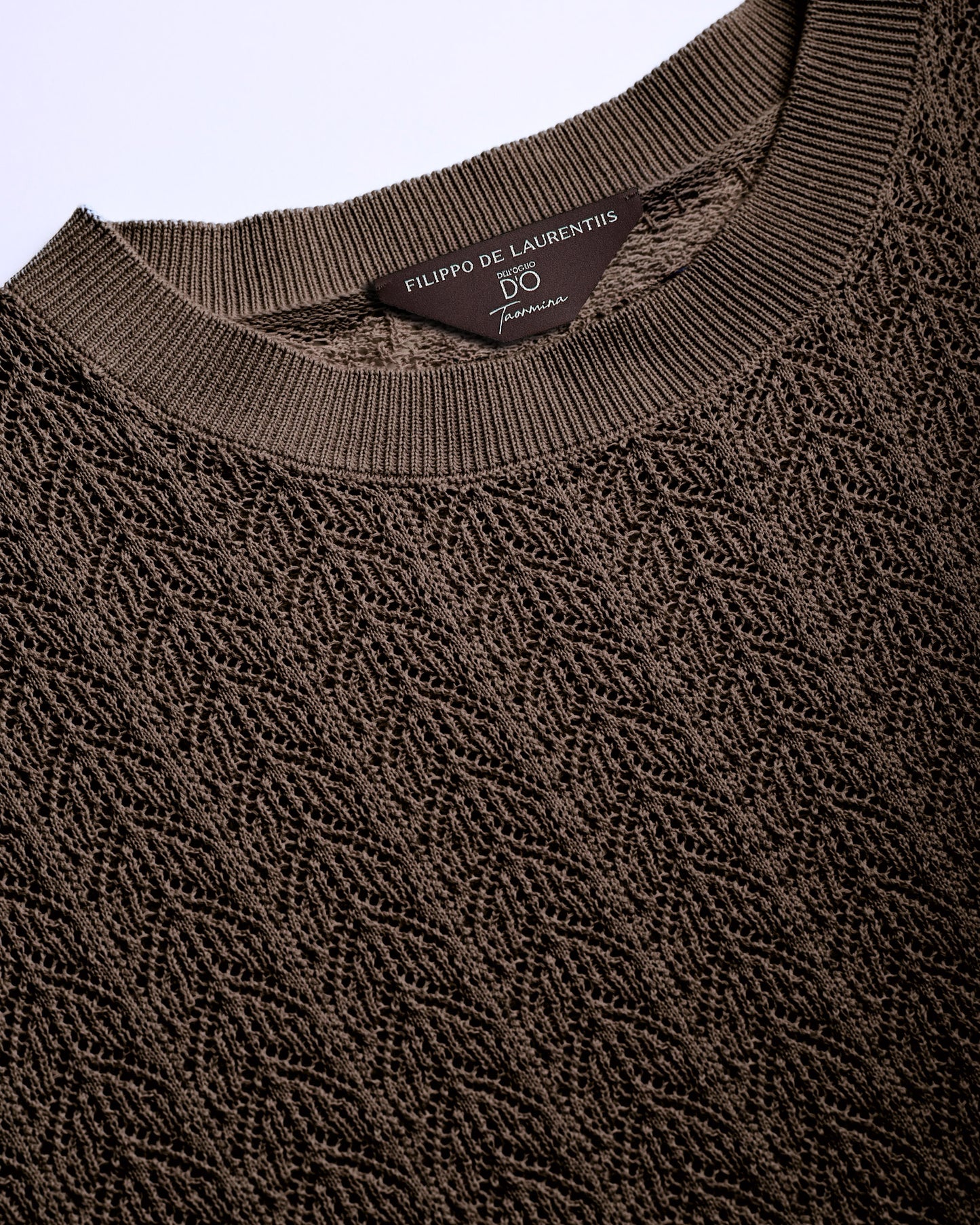 Short sleeve crochet crewneck |553167|