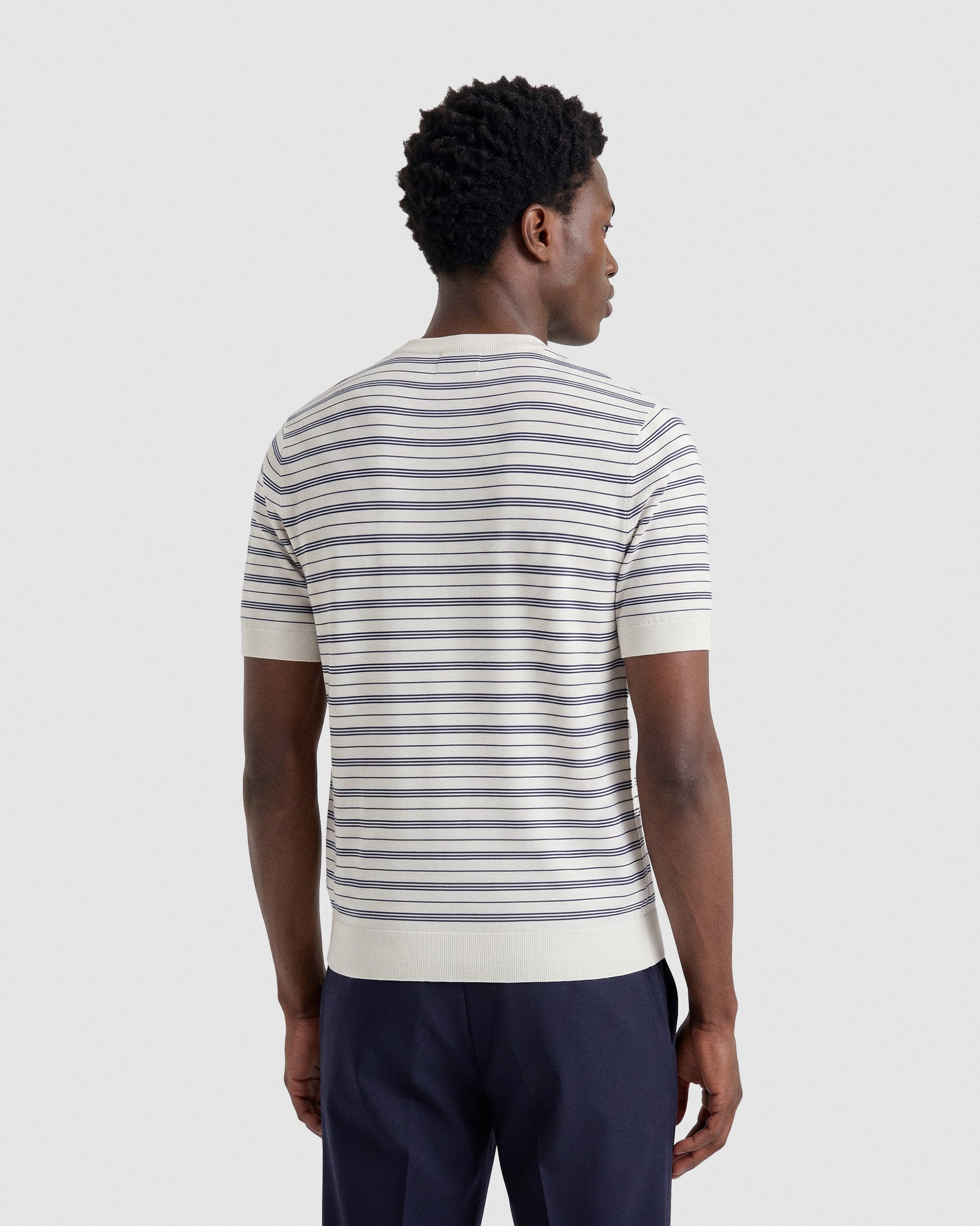 Short sleeve crewneck  bianco-blu | Filippo De Laurentiis