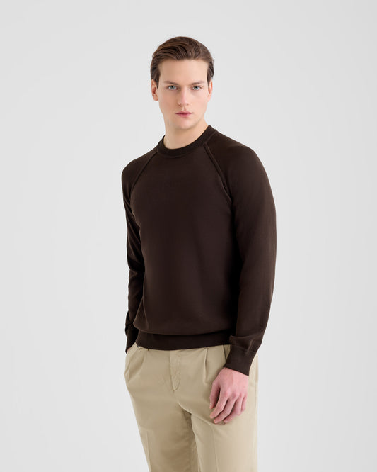 Raglan sleeve crewneck BROWN | Filippo De Laurentiis