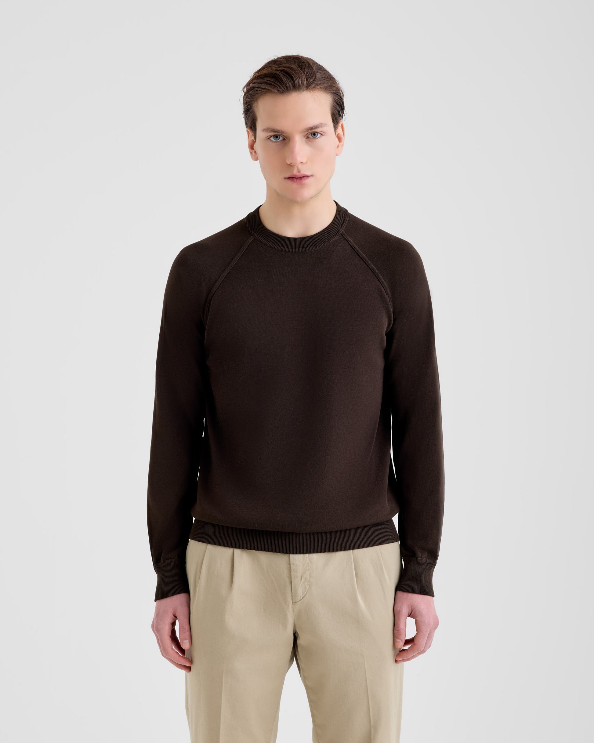 Raglan sleeve crewneck BROWN | Filippo De Laurentiis