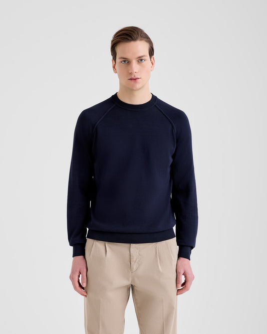 Raglan sleeve crewneck NAVY BLUE | Filippo De Laurentiis