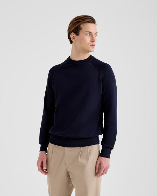 Raglan sleeve crewneck NAVY BLUE | Filippo De Laurentiis