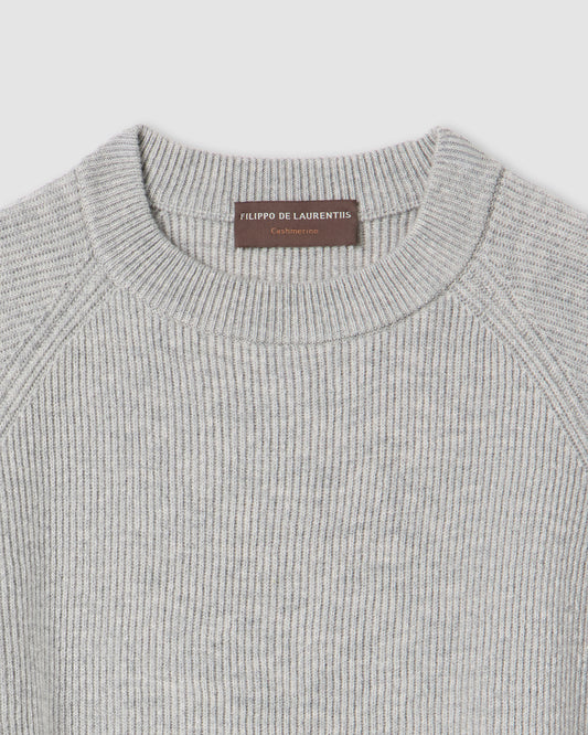 Raglan-sleeve crewneck sweater LIGHT GREY | Filippo De Laurentiis