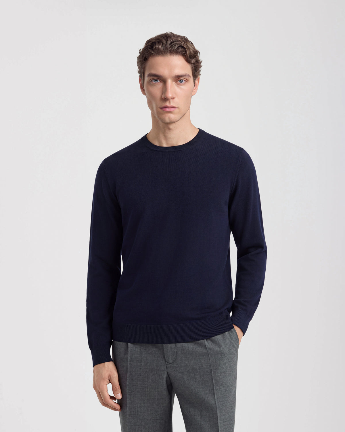Crewneck sweater Indigo blue | Filippo De Laurentiis