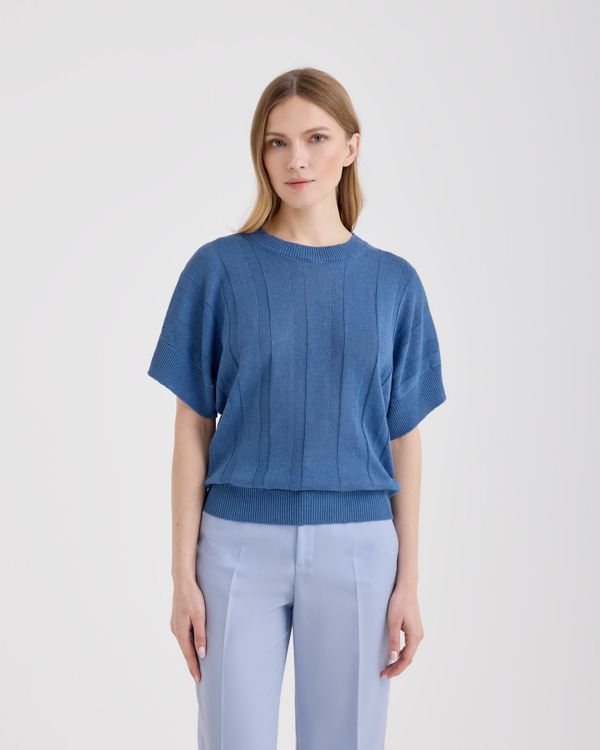 Girocollo senza maniche Blu placido | Filippo De Laurentiis