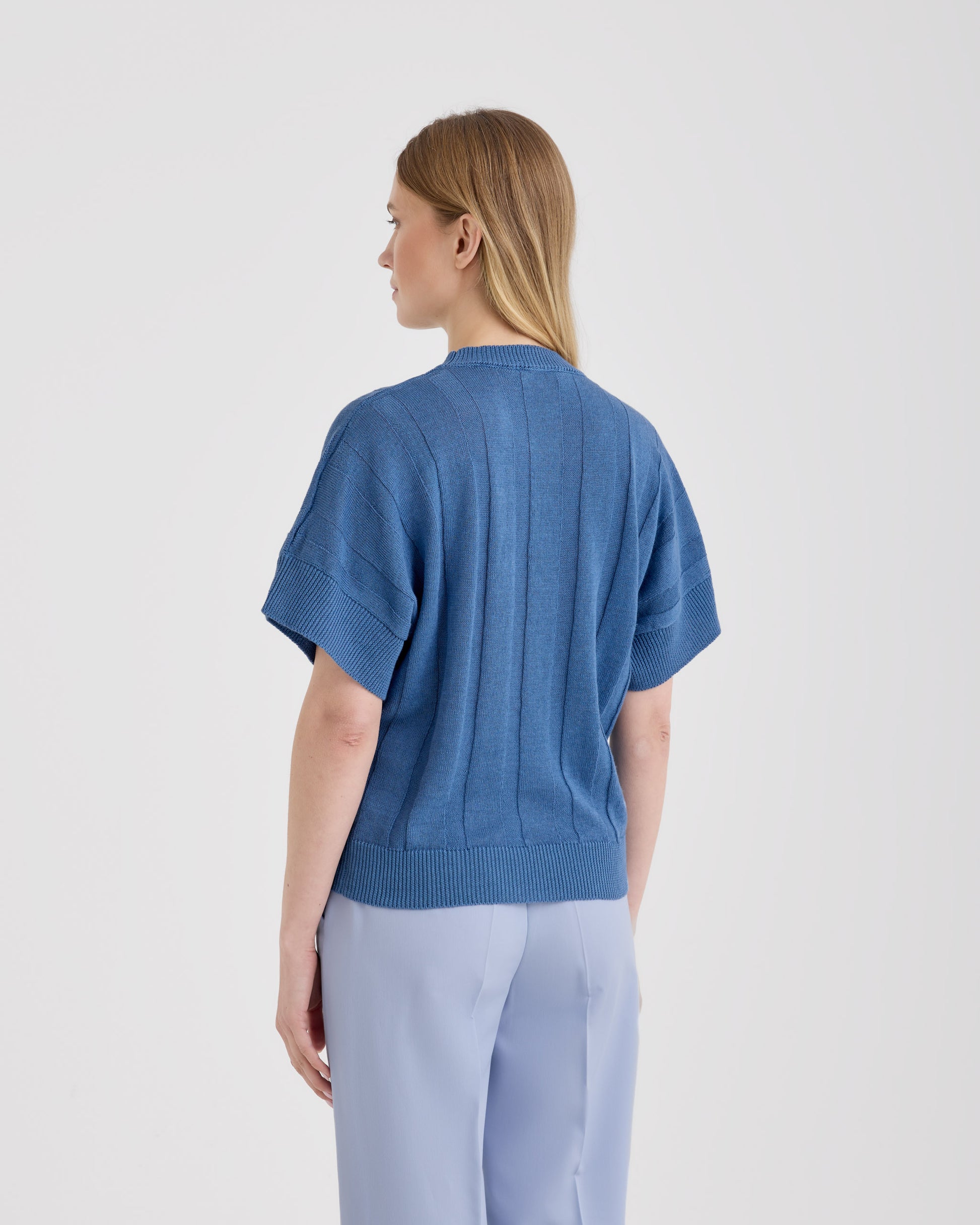 Girocollo senza maniche Blu placido | Filippo De Laurentiis