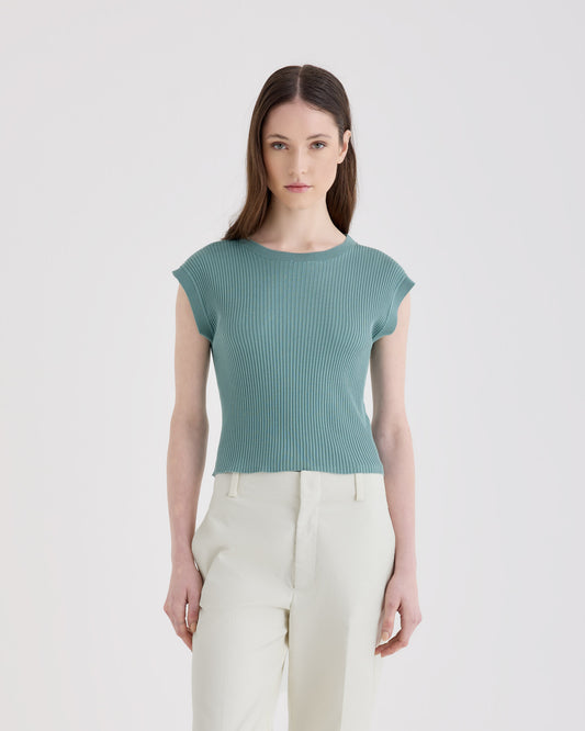 Sleevelees crewneck  Azzurro cielo | Filippo De Laurentiis