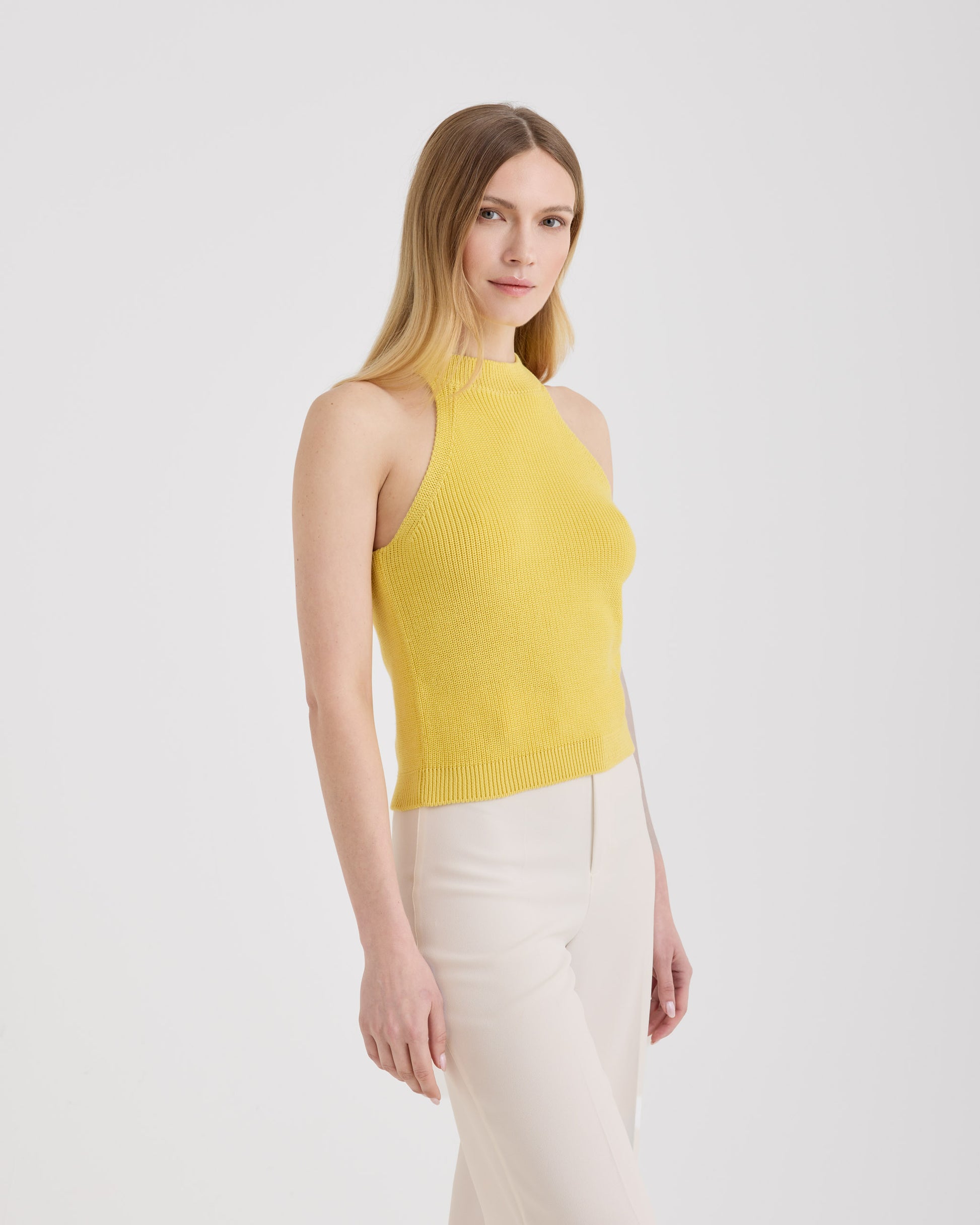 Sleevelees crewneck  YELLOW | Filippo De Laurentiis