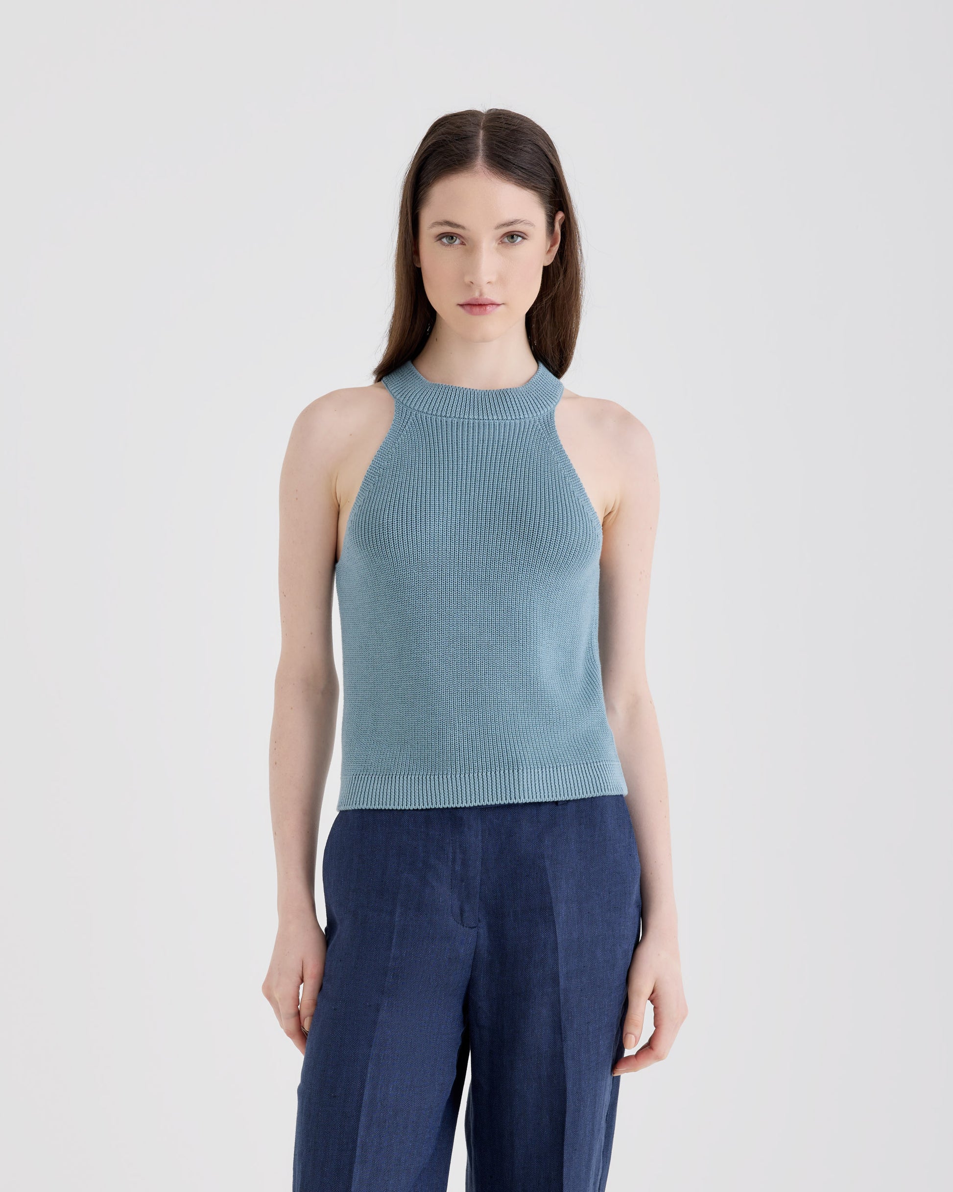 Sleevelees crewneck  LIGHT BLUE | Filippo De Laurentiis