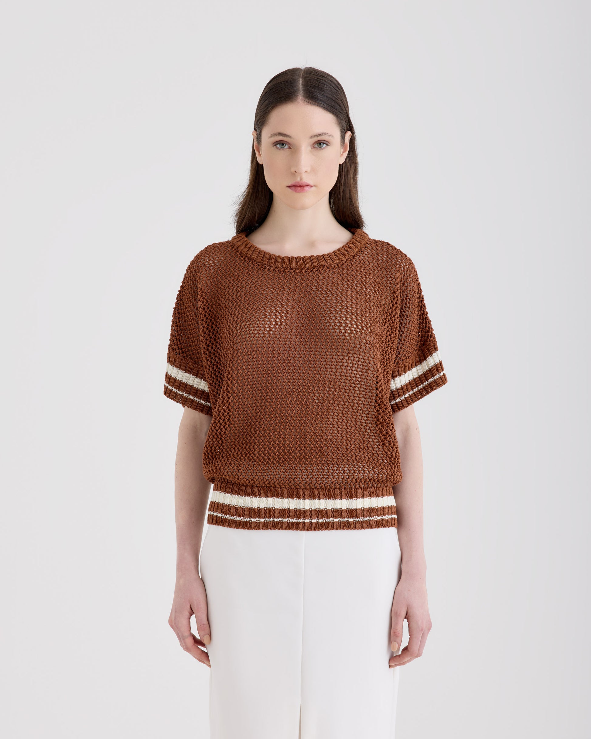 Crewneck CHALK DARK CAMEL | Filippo De Laurentiis