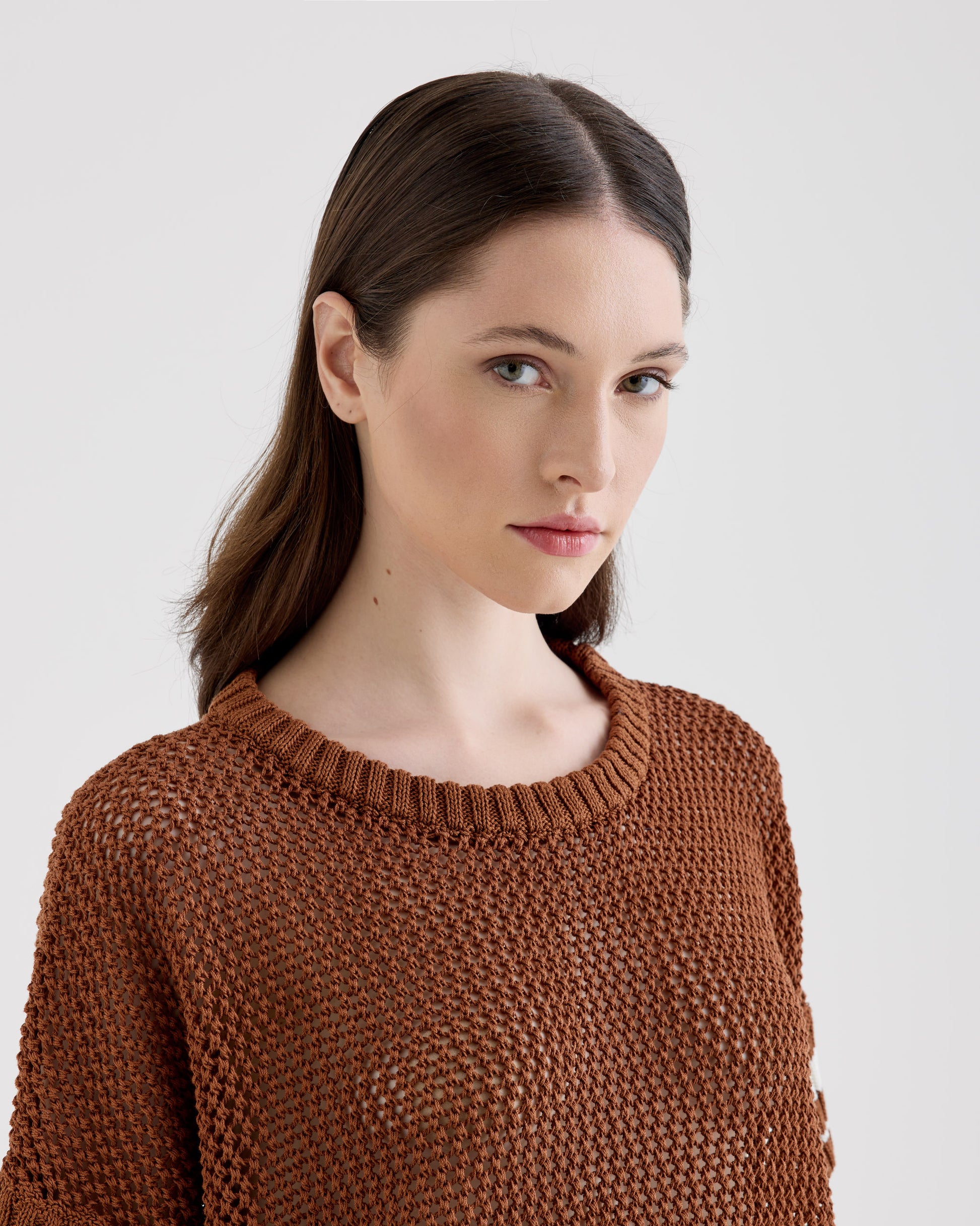 Crewneck CHALK DARK CAMEL | Filippo De Laurentiis