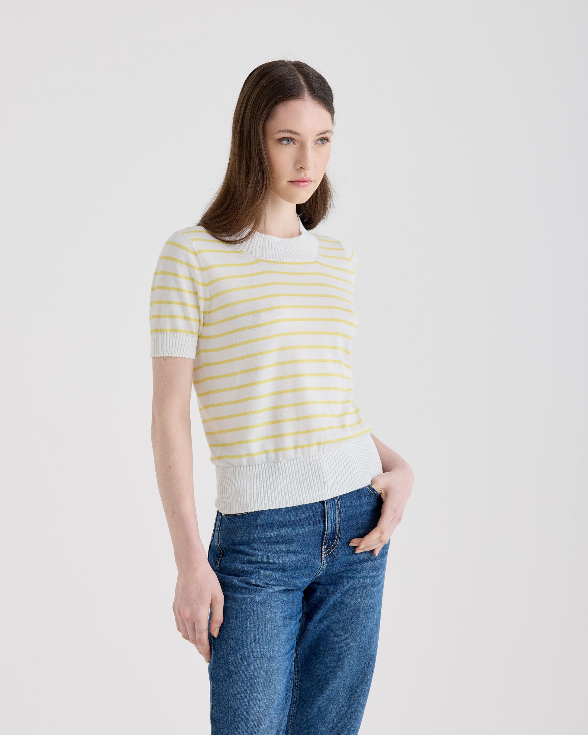 Crewneck WHITE YELLOW | Filippo De Laurentiis