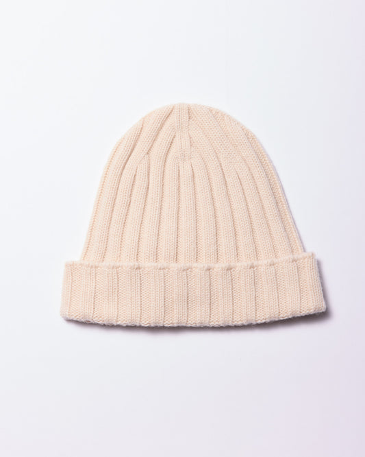 Berretto coste cashmere in albino naturale |5181|