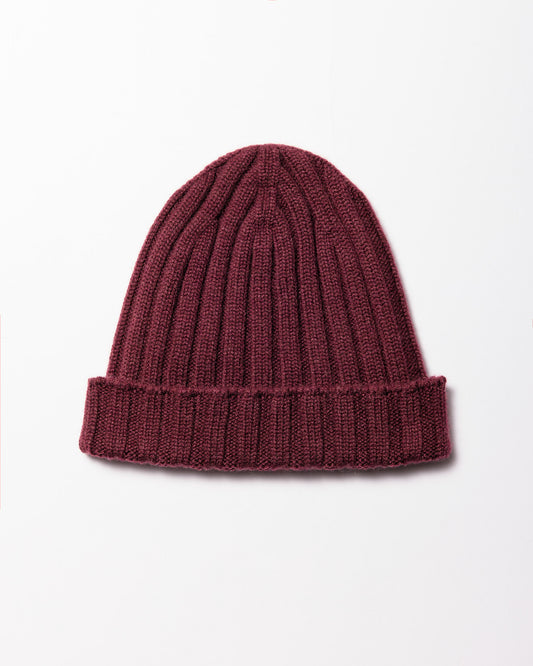 Berretto coste cashmere in bordeaux |5184|